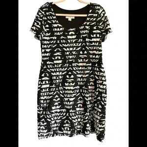 RONNI NICOLE Women's Black Tiered Ruffle Ruched Dress 12 black and white